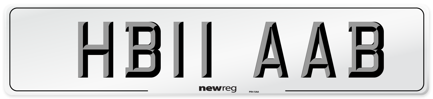 HB11 AAB Number Plate from New Reg